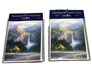 gift card with matching tissue set of 2 picture of mountains and waterfall new - Picture 1 of 7