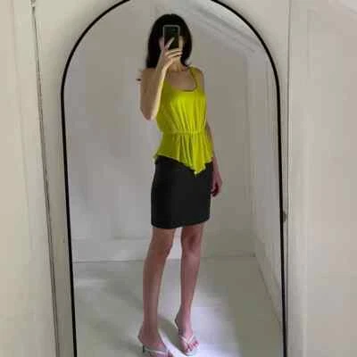 Jay Godfrey Vintage Y2K Silk Peplum Contrasting Mini Pencil Dress Size 0 $275 Foto 1 de 4