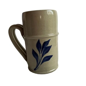WPF Williamsburg Potter Mug Stein Handmade Salt Glazed Cobalt Blue Leaves 2011 - Picture 1 of 7