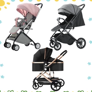 Portable Baby Pram Stroller Foldable Pram Bassinet Lightweight Travel Pushchair - Picture 1 of 36