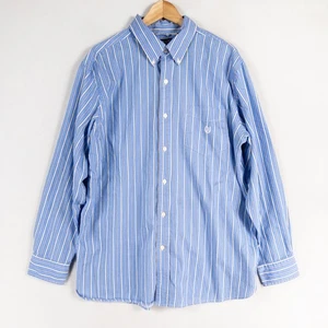 CHAPS Shirt Mens XL Blue Stripe Button Down Cotton Long Sleeve Business Casual - Picture 1 of 9