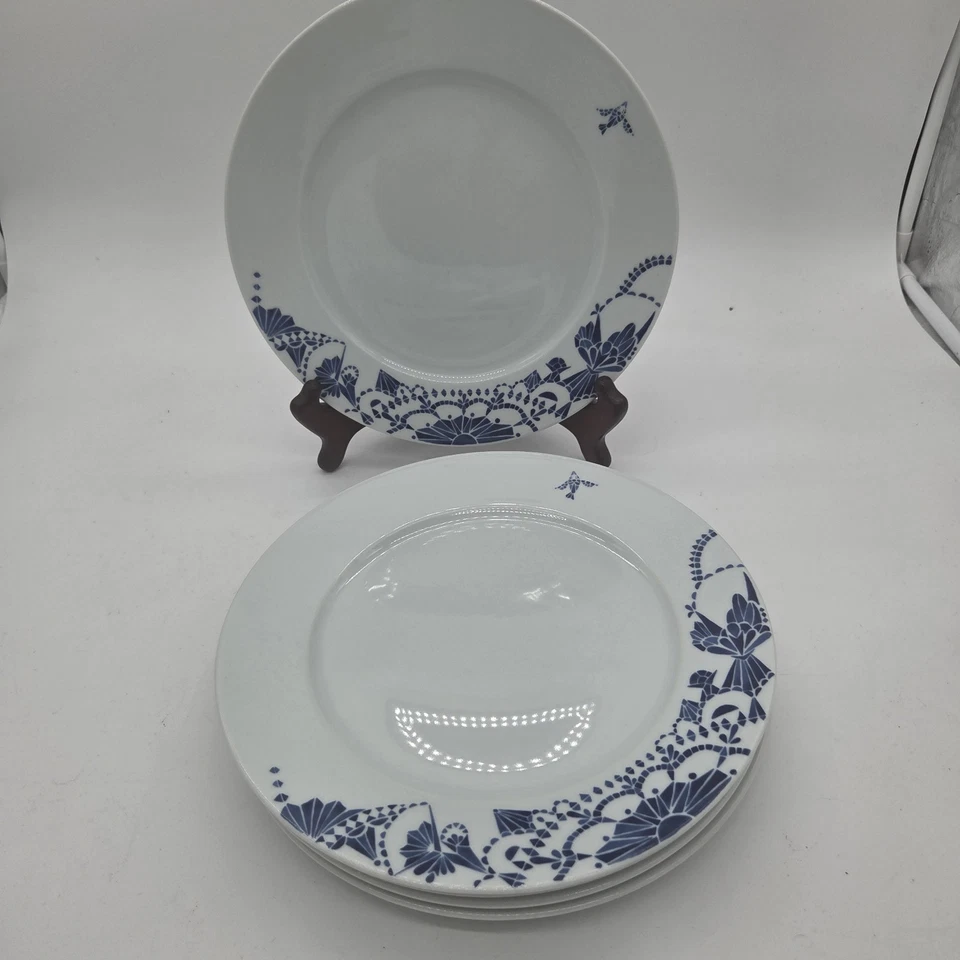 IKEA Promenad Azul y Blanco 10 5/8" Juego de 5 Platos de Cena - Hecho en Turquía Foto 1 de 4