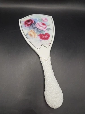 Espejo de mano floral vintage de porcelana Foto 1 de 4