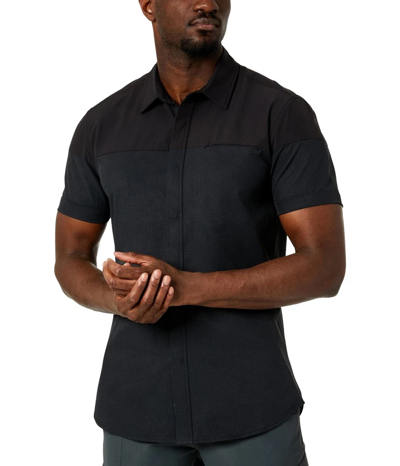 Kenneth Cole Mens Performance Button Up Shirt, Black, Large - Image 1 of 1