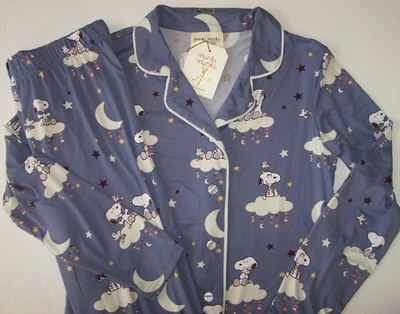 Nuevo con etiquetas Conjunto de pijama/salón tejido Munki Munki Peanuts púrpura SNOOPY ON A CLOUD para mujer L Foto 1 de 4