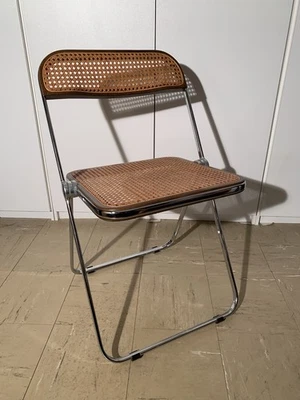 Vintage Klappstuhl Plia Castelli Chrom Wiener Geflecht - Bild 1 von 4