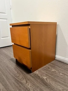 Modern Farmhouse Nightstand with Drawers 2 Drawer Bed Table Solid Wood Natural - Picture 1 of 6