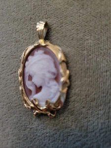 Vintage 10kt Gold Kamee Anhänger - Bild 1 von 5
