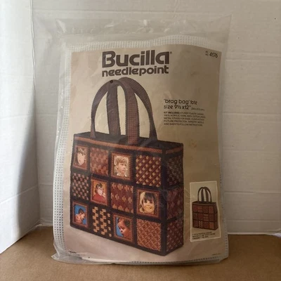 Vtg. Bucilla Needlepoint ‘brag Bag’ Tote Bag Kit 4166 Brown - Image 1 of 3