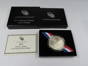2012 W INFANTRY SOLDIER UNCIRCULATED SILVER DOLLAR COIN W/ BOX + COA - Picture 1 of 8
