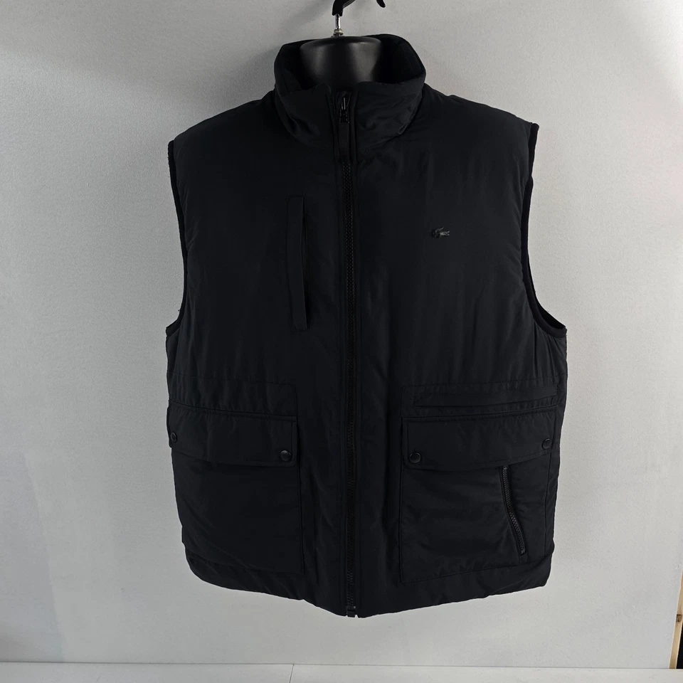 Lacoste puffer vest pockets black button 54/6 mens 7022 - Image 1 of 4