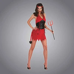 Freche Teufel Dame Kostüm für Erwachsene - Halloween Kostüm Outfit - Bild 1 von 1