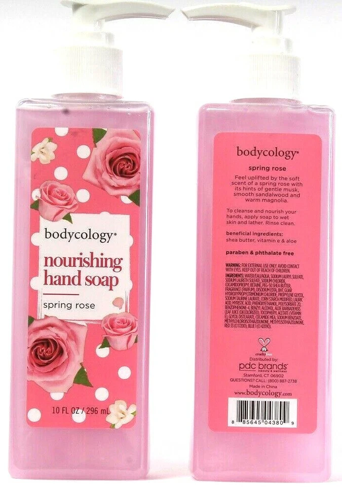 2 Bottles Bodycology Nourishing Hand Soap Pump Spring Rose Scented 10 Fl oz - Image 1 of 1