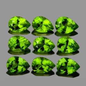 Grüne Peridotbirne 6x4 mm 9 Stck., einwandfrei-VVS, natürlicher loser Edelstein - Bild 1 von 2