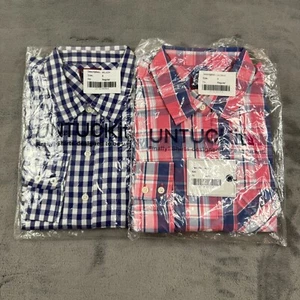 Untuckit Mujer Top Talla 6 Botones Cuadros Manga Larga Rojo Azul Carrera Lote NUEVO - Imagen 1 de 8