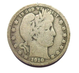 1910-P BARBER QUARTER DOLLAR 25C PHILADELPHIA MINT NICE COLLECTOR 3 LETT LIBERTY - Picture 1 of 2