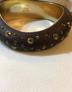 Vintage Love Sparkle of London heavy brass brown bangle with amber jewels - Picture 1 of 7