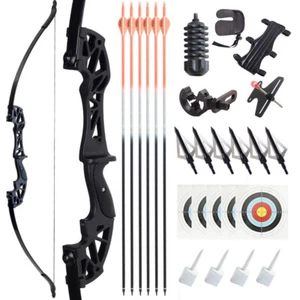 Archery 53" Takedown Recurve Bow +6Pcs Target Arrows for Beginner Shoot Practice - Picture 1 of 12