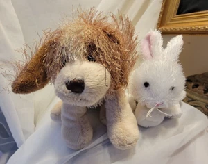 2 GANZ WEBKINZ Lil' Kinz White Rabbit BUNNY & COCKER SPANIEL Puppy Dog Plush - Picture 1 of 8