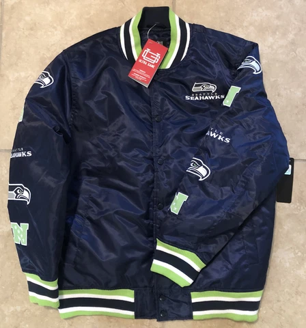 NWT Seattle Seahawks Satin Jacket Men's Size XL Footbll NFL Team Apparel Cover