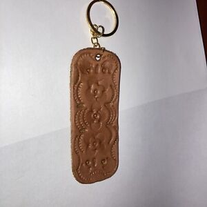 Genuine Leather Key chain Ring Stamped Tooled TANDY New Vintage 6 x 1.5"