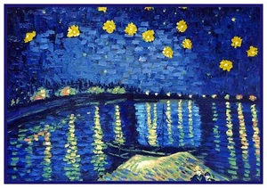 Starry Night Rhone Detail Impressionist Van Gogh Counted Cross Stitch Pattern - Picture 1 of 10