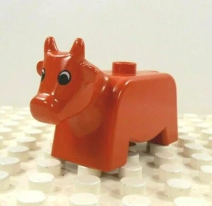 Lego Duplo Figure Bull red w/ black/white eyes vintage - Picture 1 of 3