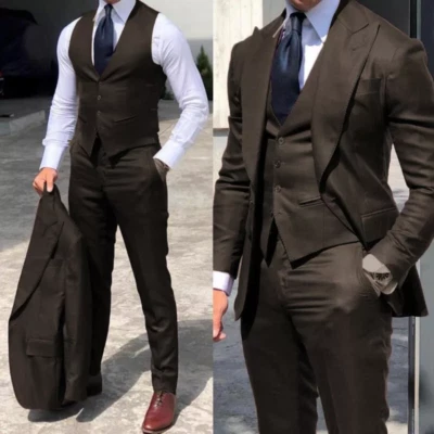Trajes formales para hombre solapa pico negocios oficina fiesta novio boda esmoquin ajustado Foto 1 de 4