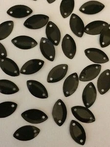 Sequins 10mm Black Gloss Navette Eye Leaf 1/2in 3D Not Flat x 100 - Picture 1 of 1