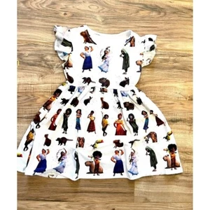 7T- Encanto Dress Girls Character Print White Ruffle Sleeve Kids Size - Picture 1 of 3