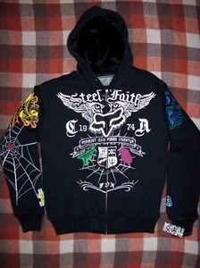Fox Hoodie Steel Faith Sasquatch Men's Large Black New - Picture 1 of 11