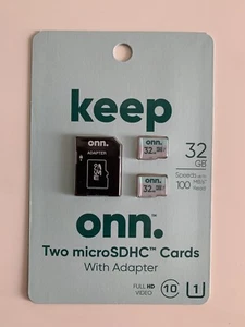 DEUX cartes microSDHC 32 Go + adaptateur ONN scellé (2 cartes 32 Go) - Photo 1 sur 2