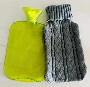 Hot Water Bottle with Grey Knitted Cover - Picture 1 of 2