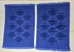 Juego de toallas de mano vintage Fieldcrest azul reto esculpido flecos hechas en EE. UU. - Imagen 1 de 5