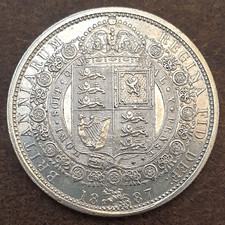 1887 Victoria Jubilee Head Halfcrown Two Shillings & Sixpence 0.925 Silver Unc