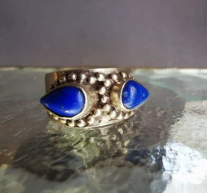 Ring Silber 925 Lapislazuli Tropfen Silberkugeln Bandring 20mm 6,7g - Bild 1 von 5