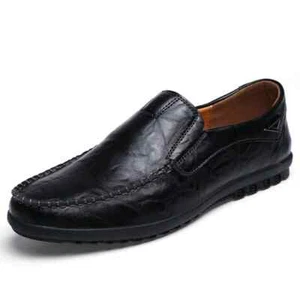 Genuine Leather Men's Casual Shoes Loafers Moccasins Breathable Slip on Sneakers - Picture 1 of 12