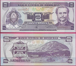 HONDURAS 2 LEMPIRAS 1997 UNC MARRÓN NÚMEROS DE SERIE, MARCO AURELLO SOTO A LA DERECHA, PO - Imagen 1 de 1