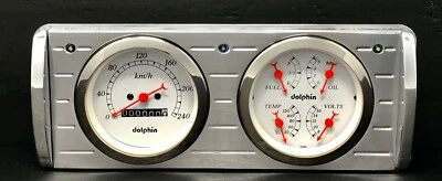 1940 Ford Car 2 Gauge Dash Panel Quad Style Insert Set Metric - Image 1 of 4