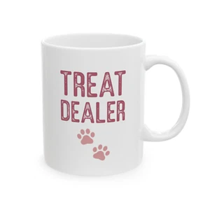 Funny Dog Mug Treat Dealer Pawprints Dog Mom Dad Owner Gift Coffee Tea Cup - Picture 1 of 5