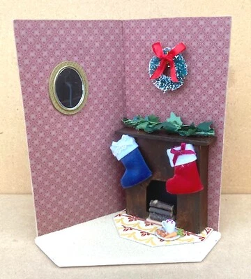 Dolls House Christmas Eve Fire Place Scene 1:12 Scale Miniature Xmas KM tumdee - Image 1 of 4