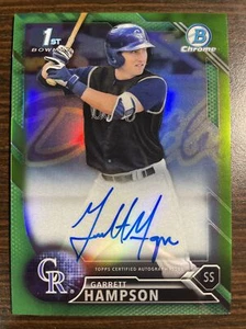 Bowman Draft 2016 cromo refractor verde/99 Garrett Hampson #CDA-GH automático - Imagen 1 de 2