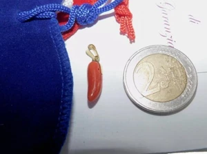 Ciondolo pendente di napoli Corallo con Argento 925 in Portafortuna e PL Oro - Picture 1 of 2