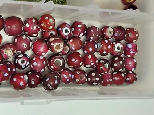 Perline antiche commercio africano lavorate a lume vetro veneziano occhio rosso perline puzzola - Foto 1 di 4