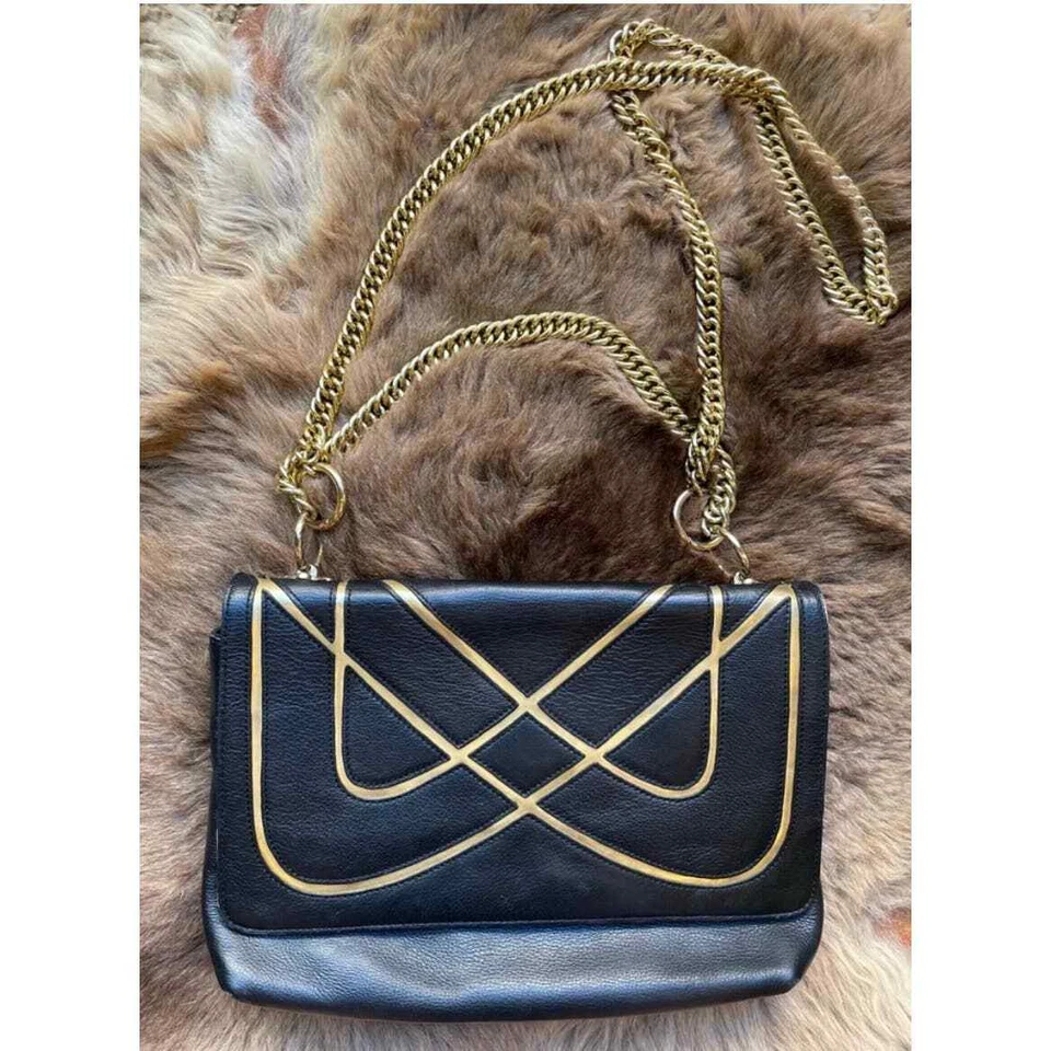 Bolso bandolera/de mano de cuero Halston vintage Foto 1 de 4