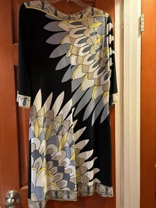 DONNA MORGAN Womens Dress Knee Length Shift 3/4 Sleeve Diamond Bohemian Size 12 - Picture 1 of 4