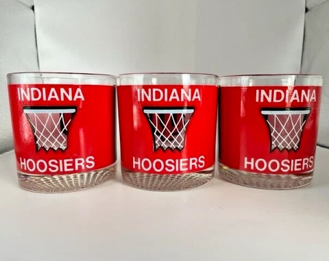 Set of 3 Vintage IU Indiana Hoosiers Basketball Cocktail Glasses Cover