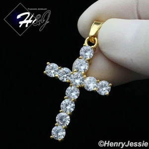Colgante cruzado para hombre acero inoxidable helado una fila tenis circonial chapado en plata/oro*127 - Imagen 1 de 9