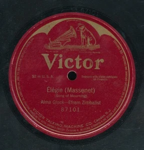 78tk-classical -VICTOR 87101- Alma Gluck-Efrem Zimbalist-(Elegie-Massenet) - Picture 1 of 1
