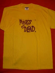 New Punks Not Dead Yellow T Shirt Anarchist Psychobilly Rock Youth L Boys Kid 14 - Picture 1 of 1
